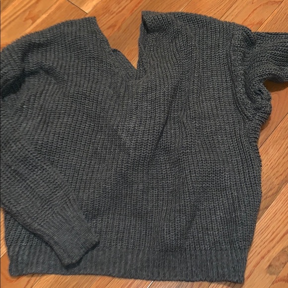 Grey Twist Oversized Knit Sweater - Picture 7 of 7